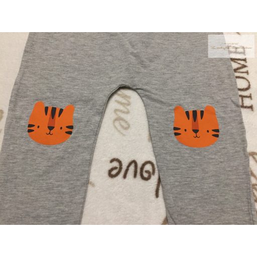 TU 2- 3 év 92 -98 cm szürke, térdén tigris fej mintás vékony pamut fiú legging -. újszerű,hibátlan