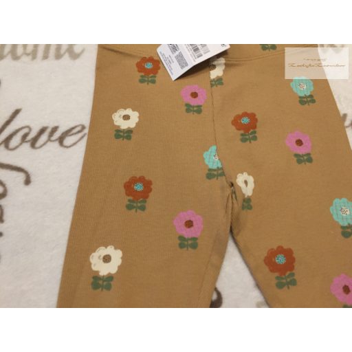 Next 5-6 év 116  cm barna, színes virágmintás  pamut lány legging- új, címkés