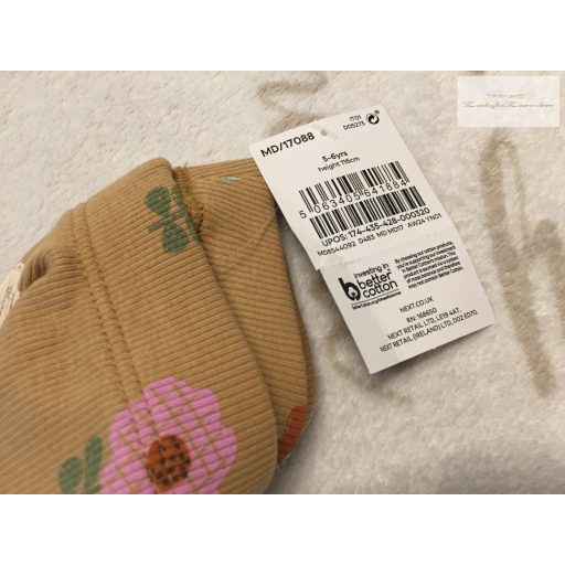 Next 5-6 év 116  cm barna, színes virágmintás  pamut lány legging- új, címkés