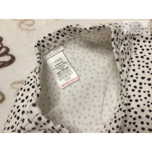 Next 3-6 hó  68 cm fehér, fekete apró mintás pamut lány legging -újszerű, hibátlan