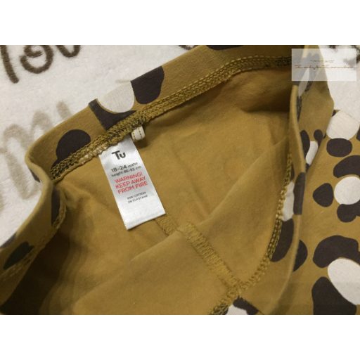 TU 18  - 24 hó 86 - 92 cm  zöldesbarna. leopárd mintás pamut lány legging-- újszerű,hibátlan