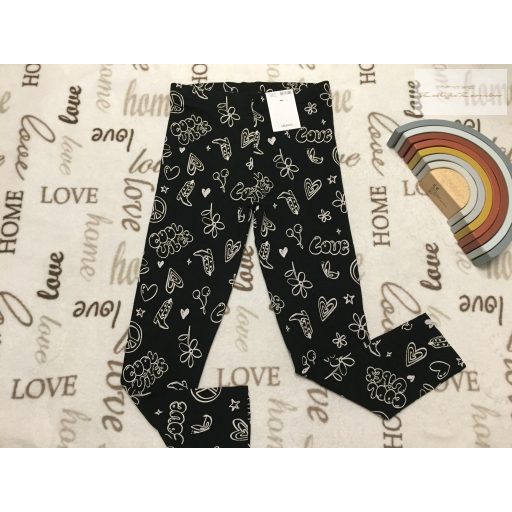George 9-10 év 135 -140 cm fekete-fehér mintás pamut lány legging- új, címkés