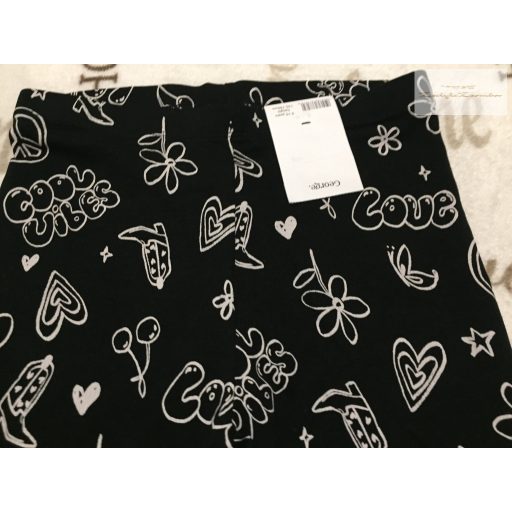 George 9-10 év 135 -140 cm fekete-fehér mintás pamut lány legging- új, címkés