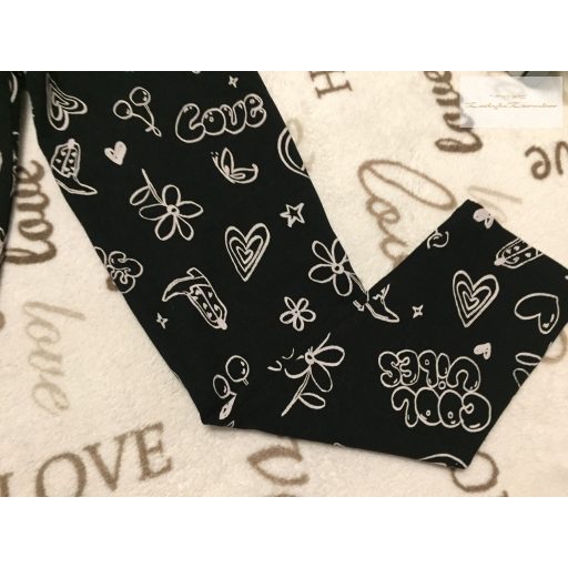 George 9-10 év 135 -140 cm fekete-fehér mintás pamut lány legging- új, címkés