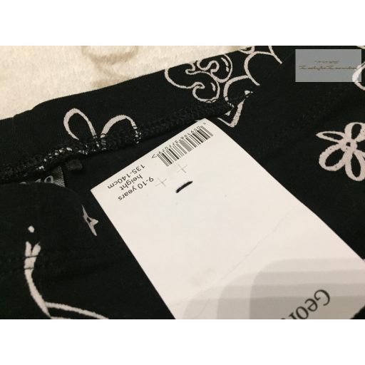 George 9-10 év 135 -140 cm fekete-fehér mintás pamut lány legging- új, címkés