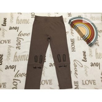   Nutmeg 4 - 5 év 104 - 110 cm  barna, térdein nyuszi fej  mintás bordázott pamut lány legging - újszerű,hibátlan