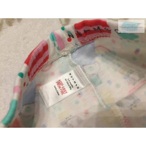 Nutmeg 3-6 hó 62-68  cm színes léggömb-cica-kutya mintás pamut lány legging újszerű,hibátlan