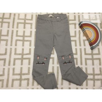   H§M 7-8 év 128 cm szürke, térdein nyuszi fej mintás vékony farmer anyagú lány legging/ jegging- újszerű,hibátlan