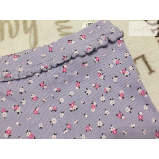 Zara 18 hó 86 cm lila, apró virágmintás - fodros pamut lány rövid legging - újszerű,hibátlan