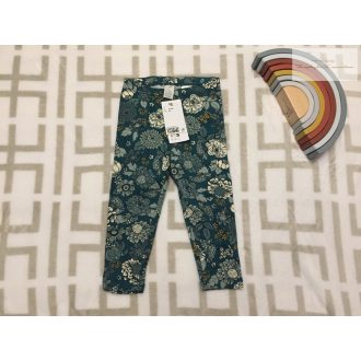   H§M 12 - 18 hó 86 cm  zöld, virágmintás pamut lány legging -  új, címkés