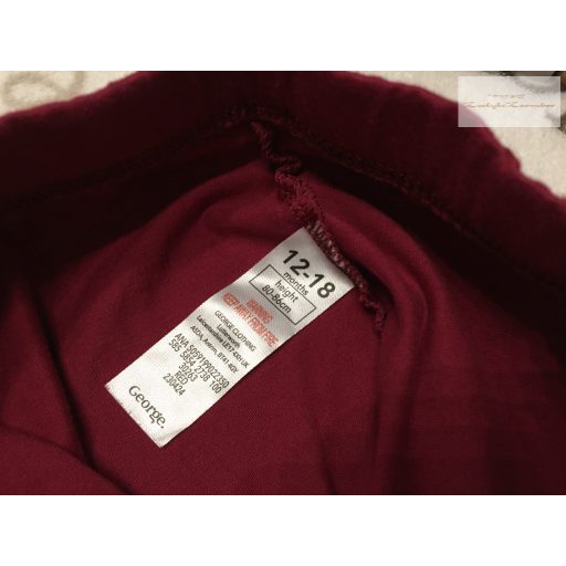 George 12  - 18 hó 86 cm bordó, szárán pici csipkés pamut lány  legging- újszerű,hibátlan