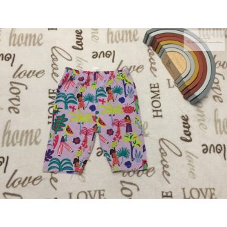  TU 4-5 év 104-110 cm lila, színes mintás pamut lány rövid legging újszerű,hibátlan