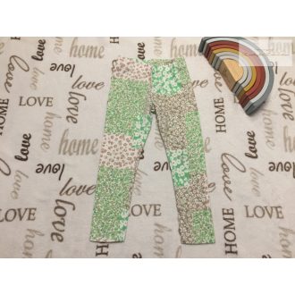   Nutmeg 3-4 év 104 cm  zöld-barna virágmintás puha pamut lány legging- újszerű,hibátlan