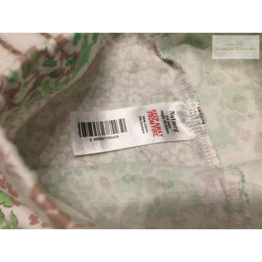 Nutmeg 3-4 év 104 cm  zöld-barna virágmintás puha pamut lány legging- újszerű,hibátlan