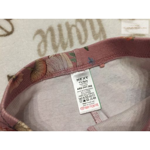 Next 18 - 24 hó 86-92 cm  rózsaszín, gomba-angyalka-virágmintás pamut lány legging-újszerű,hibátlan