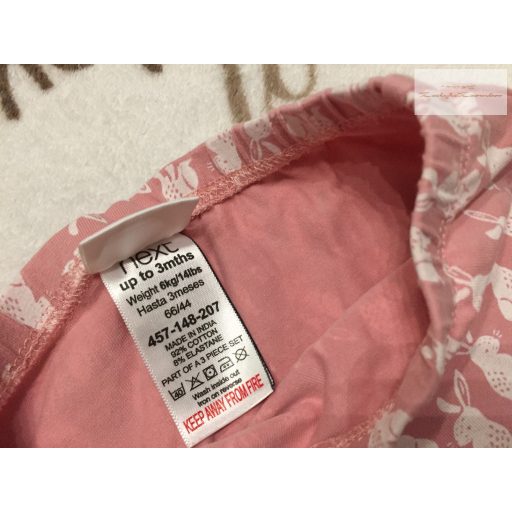 Next up to 3 month 6 kg  rózsaszín, fehér nyuszi mintás pamut lány legging -újszerű,hibátlan
