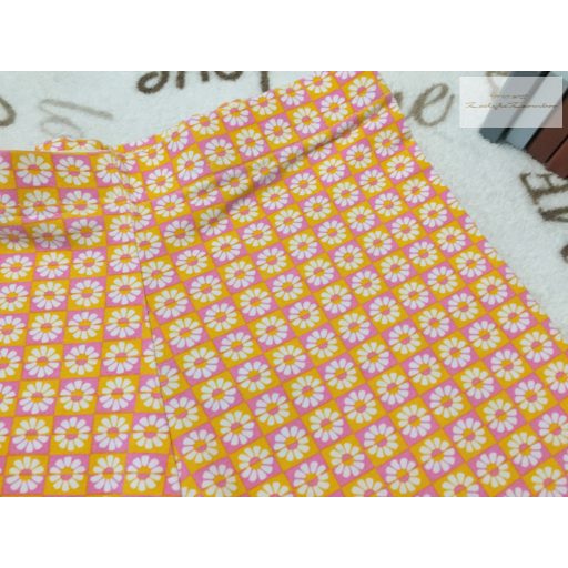 Primark 10-11 év 140-146 cm narancssárgás-virágmintás lány rövid legging - újszerű,hibátlan