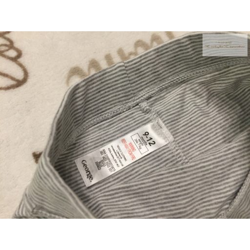 George 9 - 12 hó 74 - 80 cm szürke csíkos vékony pamut fiú nadrág/ legging-új, szettet bontottam