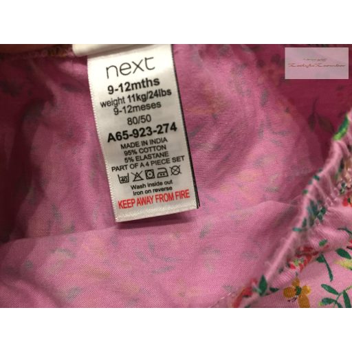Next 9 - 12 hó 80 cm  rózsaszín, színes virágmintás pamut lány legging- újszerű,hibátlan