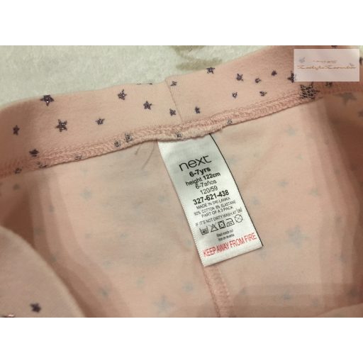Next 6-7  év 122 cm  rózsaszín, csillag mintás pamut lány legging- új, szettet bontottam