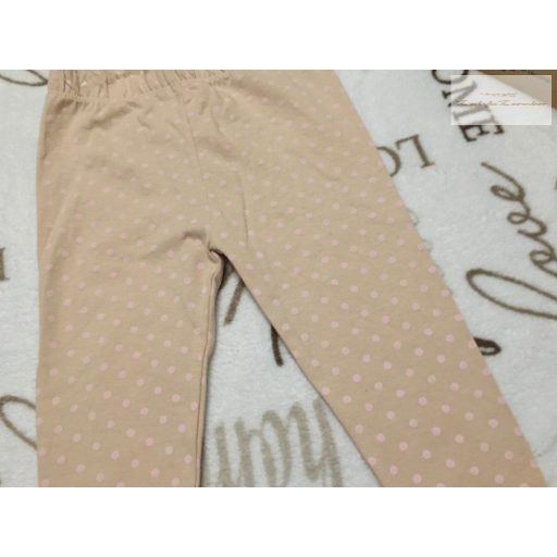 Disney 18- 24 hó 92 cm bézs, rózsaszín pöttyös pamut lány legging  újszerű,hibátlan