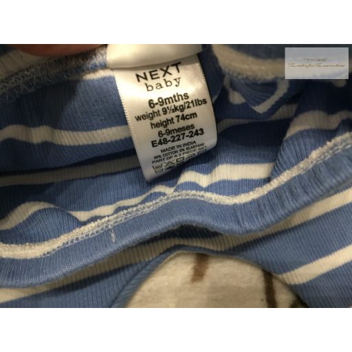 Next 6 -9 hó 9,5 kg  kék - fehér csíkos  pamut legging- újszerű,hibátlan