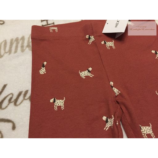 Next 4-5 év 110 cm  barna, dalmata kutya mintás pamut lány legging- új, címkés