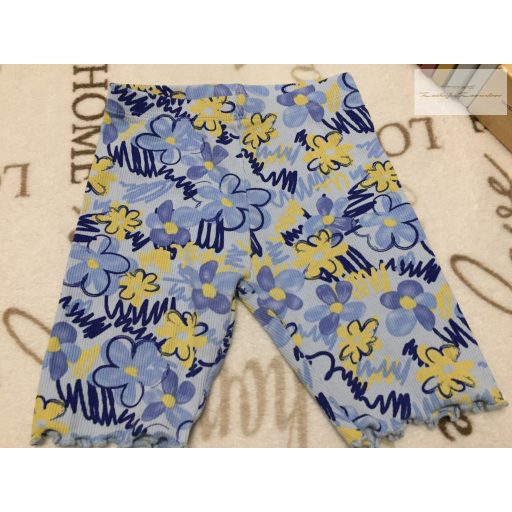 Dunnes 12-18 hó 86 cm kék - sárga virágmintás pamut lány rövid legging   újszerű,hibátlan