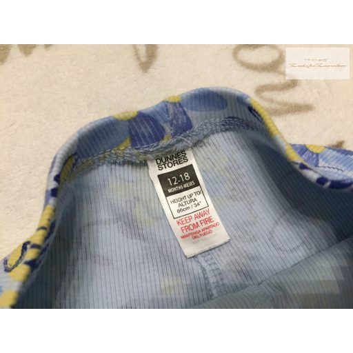Dunnes 12-18 hó 86 cm kék - sárga virágmintás pamut lány rövid legging   újszerű,hibátlan