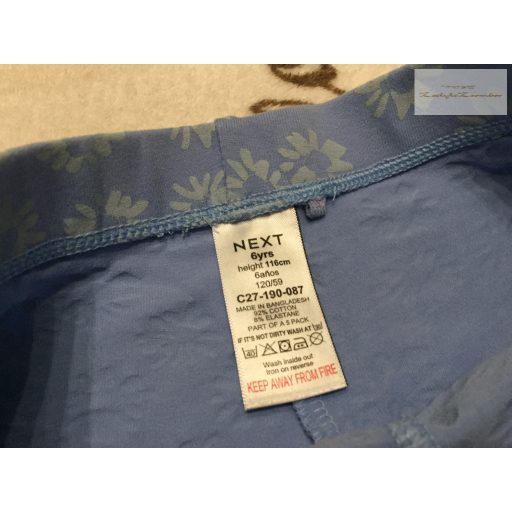 Next 6 év 116 cm kék, virágmintás pamut lány legging -újszerű,hibátlan