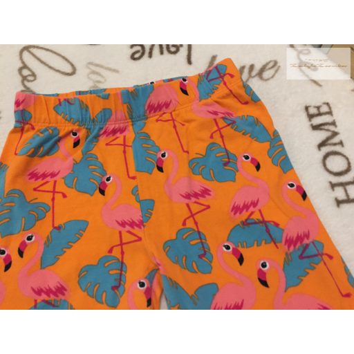 TU 6 év 116 cm narancssárga, flamingó mintás pamut lány rövid legging újszerű,hibátlan