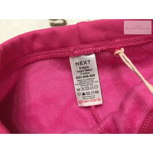 Next 3-4 év 104 cm pink, térdén rátétes- mintás, polár béléses  lány legging-új, címkés