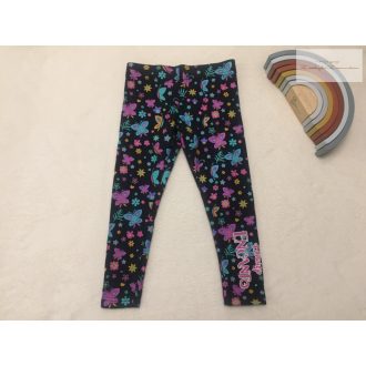   Disney 4-5 év  110 cm kék, színes pillangó és virágmintás vastag polár -pamut lány legging -újszerű,hibátlan