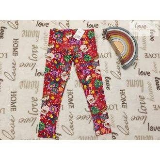   Next 7 év 122 cm piros, télapó - -karácsonyi mintás pamut lány legging - új,címkés