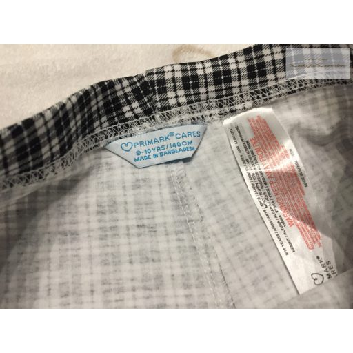 Primark 9-10 év 140 cm fekete - fehér kockás pamut lány  legging - újszerű,hibátlan