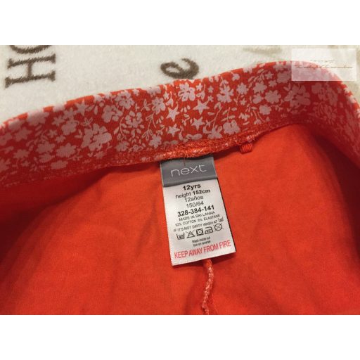 Next 12 év 152 cm piros, fehér virágmintás pamut lány legging - új,, csak lecímkézve, átnőtte