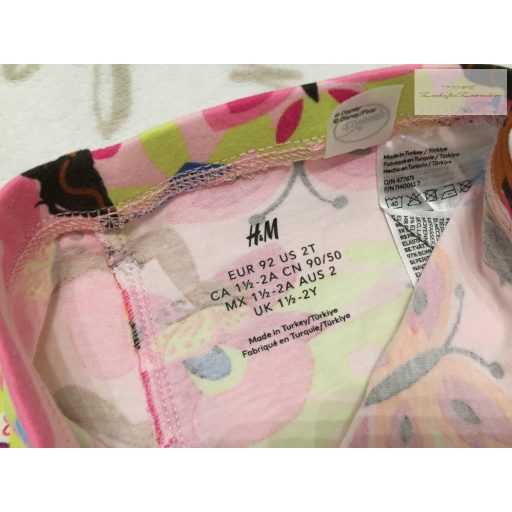 H§M 18-24 hó 92 cm rózsaszín, virág - kislány mintás pamut lány rövid legging-újszerű, hibátlan