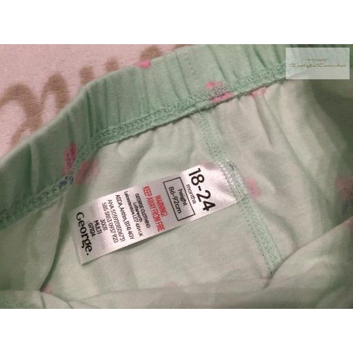 George 18  - 24 hó  86 - 92 cm halvány zöld, rózsaszín virágmintás pamut lány legging-újszerű,hibátlan