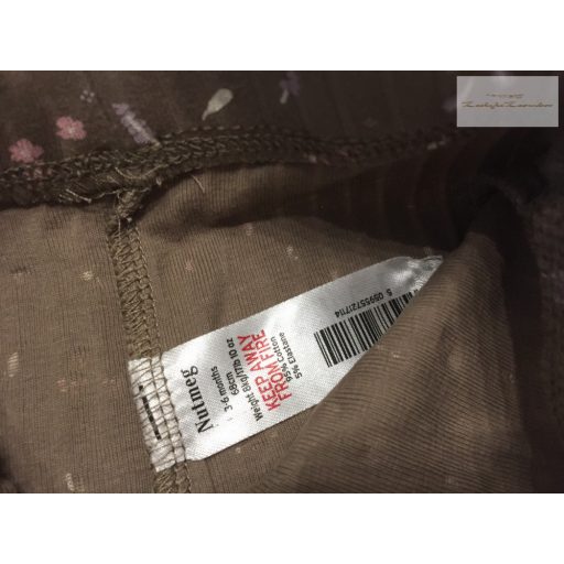 Nutmeg 3-6 hó 62-68  cm barna, apró virágmintás pamut lány legging-újszerű,hibátlan