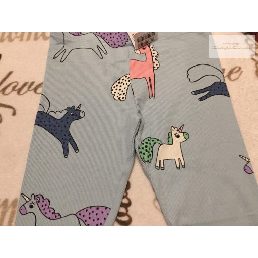 Next 5-6 év 116 cm kék, színes unikornis mintás pamut lány legging - új, címkés