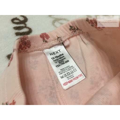 Next 12 - 18 hó 86 cm rózsaszín, virágmintás pamut lány  leggings -újszerű,hibátlan