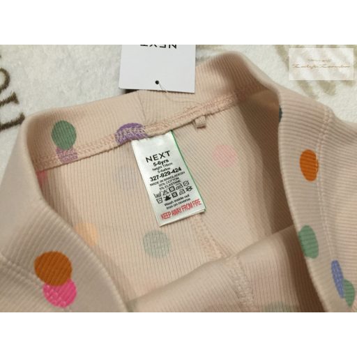 Next 5-6  év 116 cm rózsaszín, színes pöttyös bordázott pamut lány  legging - új, címkés