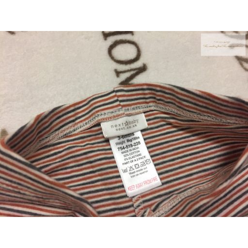 Next 3-6 hó  68 cm  színes csíkos pamut lány leggings -újszerű, hibátlan