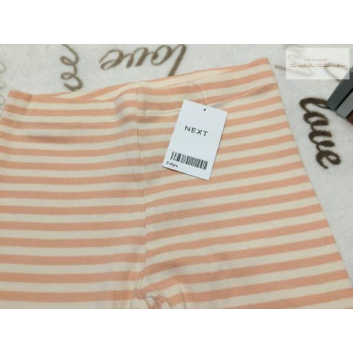 Next 5-6 év 116 cm rózsaszín csíkos bordázott pamut lány legging- új, címkés
