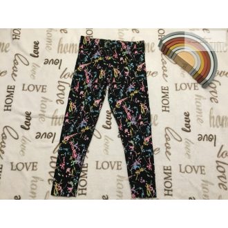   Next 8 év 128 cm fekete, színes fröcskölt mintás pamut lány legging-- újszerű,hibátlan