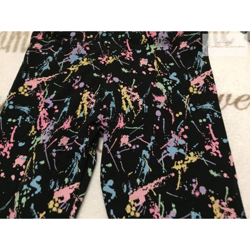 Next 8 év 128 cm fekete, színes fröcskölt mintás pamut lány legging-- újszerű,hibátlan