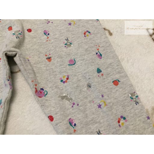 Mothercare 5-6 év 110-116 cm szürke, apró nyuszi - gomba  mintás vékonyabb pamut lány legging- újszerű,hibátlan