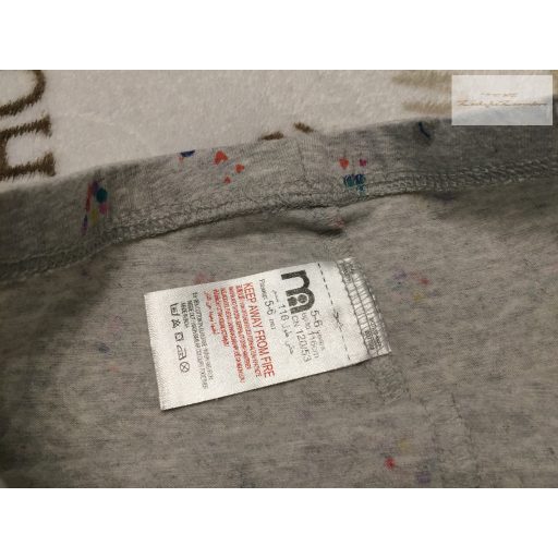 Mothercare 5-6 év 110-116 cm szürke, apró nyuszi - gomba  mintás vékonyabb pamut lány legging- újszerű,hibátlan