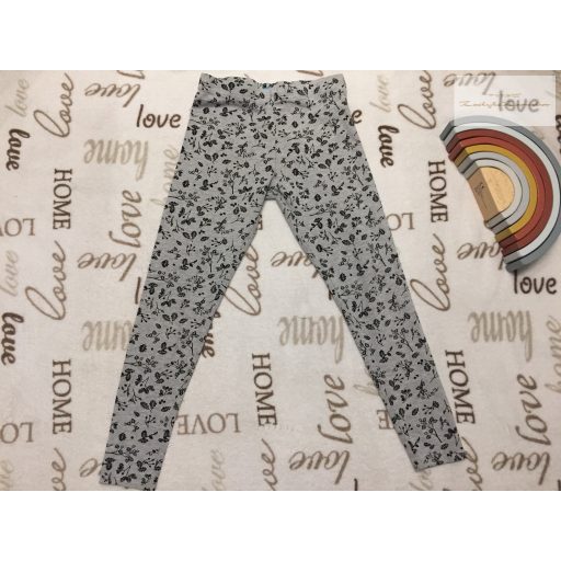 Primark 8-9 év 128-134 cm szürke, fekete virágmintás pamut lány legging- újszerű,hibátlan