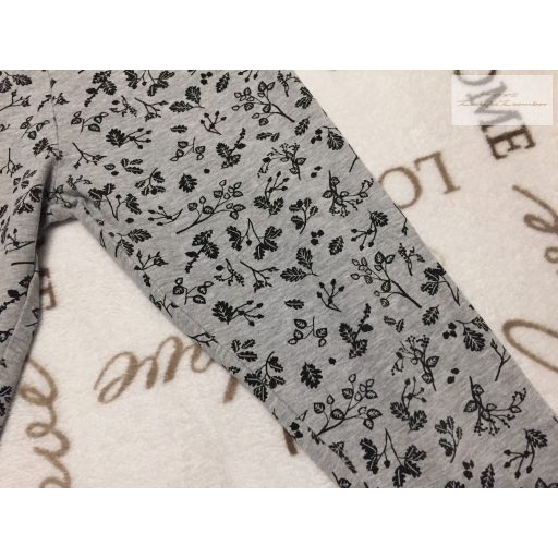 Primark 8-9 év 128-134 cm szürke, fekete virágmintás pamut lány legging- újszerű,hibátlan